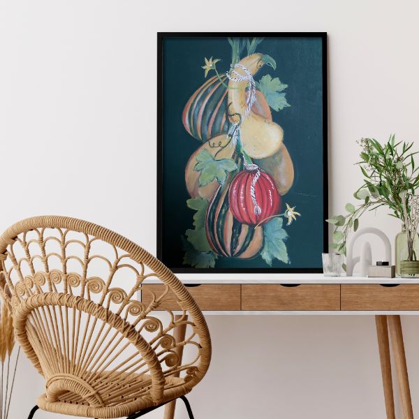 ציור של צבעי שמן על קנבס של פירות